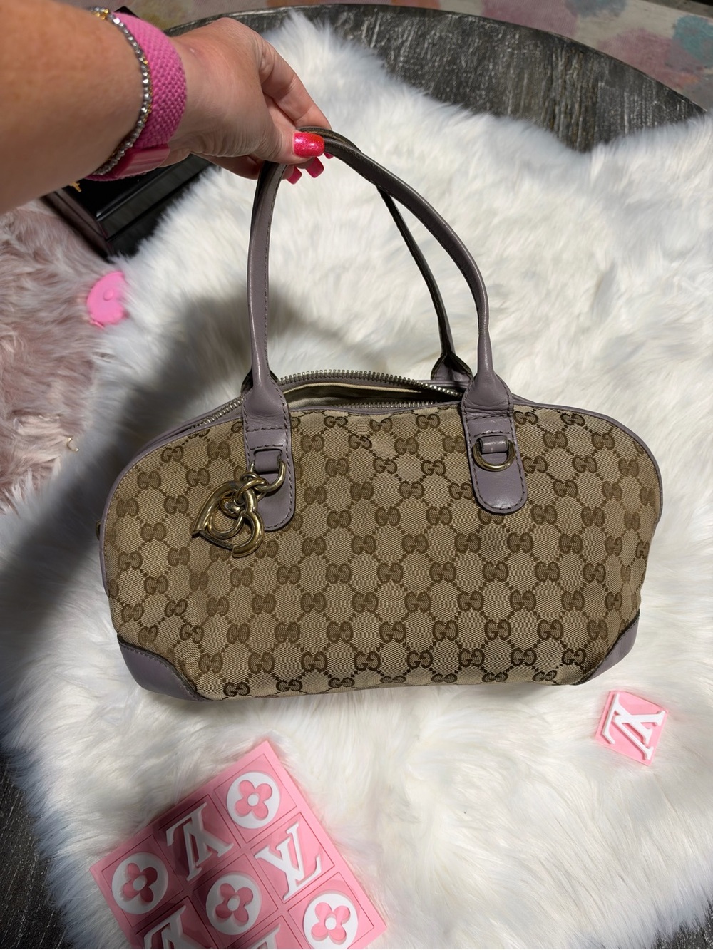 Gucci Beige GG Canvas Boston Bag